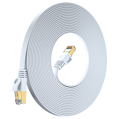 Maximm Cable Cat7 Flat Ethernet Cable, 10 Gbps, 600 MHz, Shielded RJ45 Gold Connectors Ultra-Thin Flexible Design for Home & Office Networking