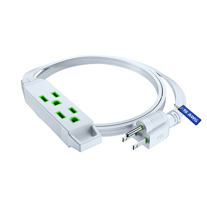 Extension Cord with 3 Outlets and Built-in Loop, Flat Extension Cord ETL Listed