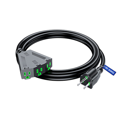 Maximm 10/3 Extension Cord 10AWG Black, ETL Listed, 3 Prong Plug 3-Outlet Heavy Duty Indoor Power Cord