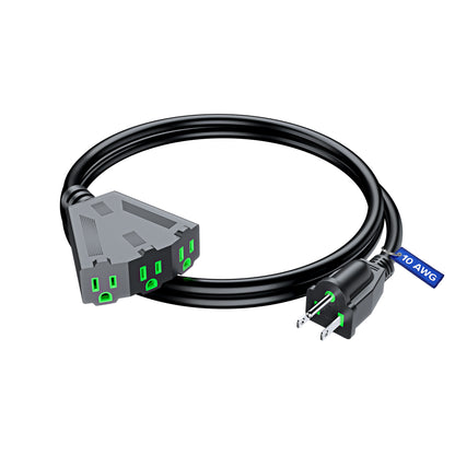 Maximm 10/3 Extension Cord 10AWG Black, ETL Listed, 3 Prong Plug 3-Outlet Heavy Duty Indoor Power Cord