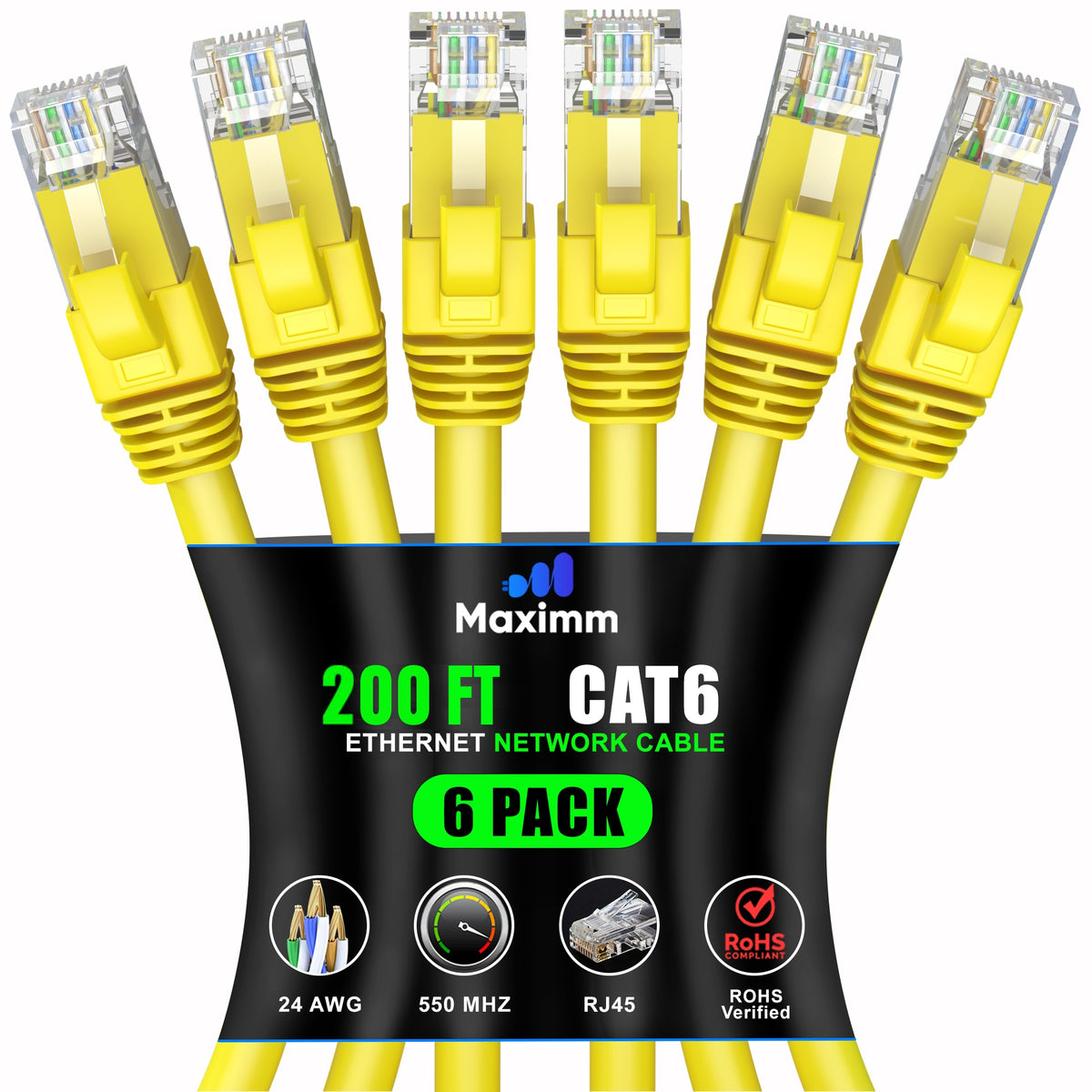 6-Pack - Cat 6 Ethernet Cable CCA