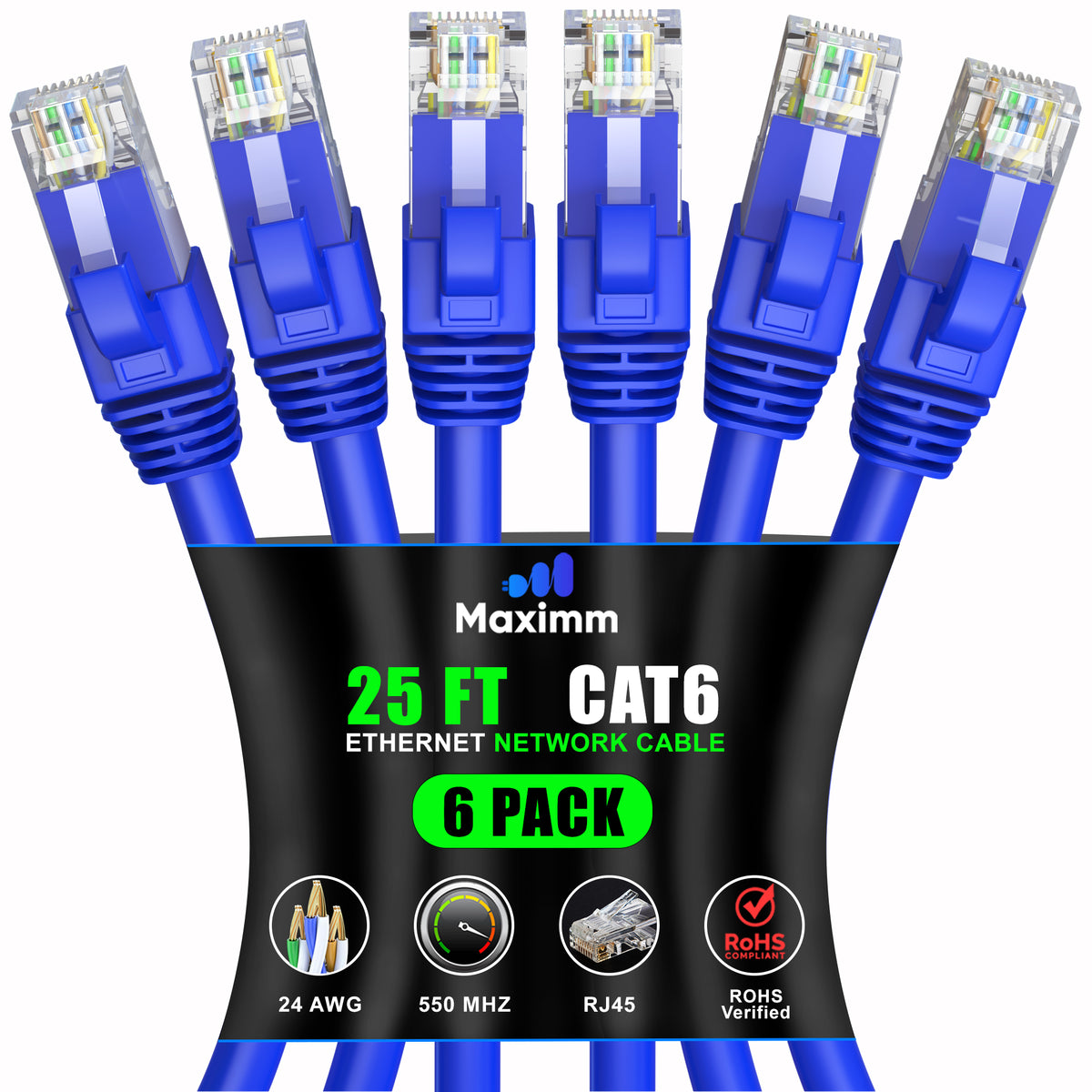 6-Pack - Cat 6 Ethernet Cable CCA