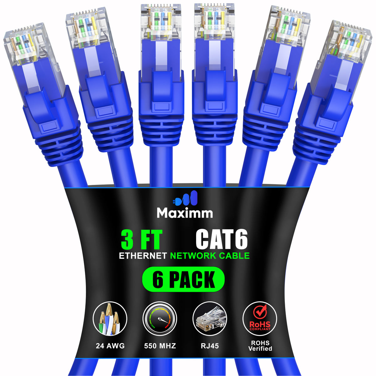 6-Pack - Cat 6 Ethernet Cable CCA