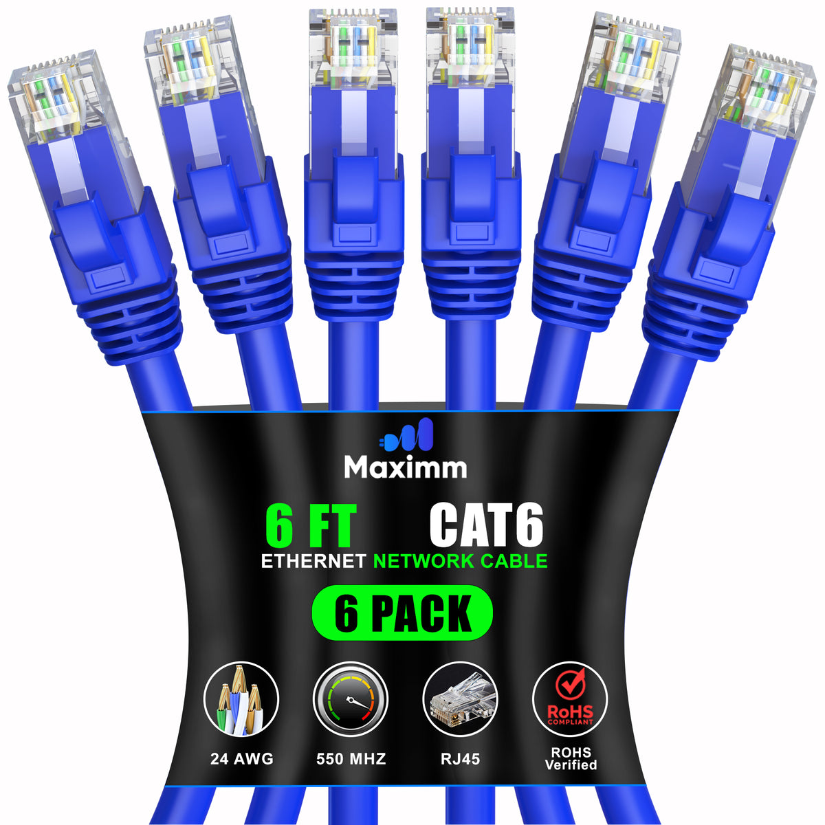 6-Pack - Cat 6 Ethernet Cable CCA