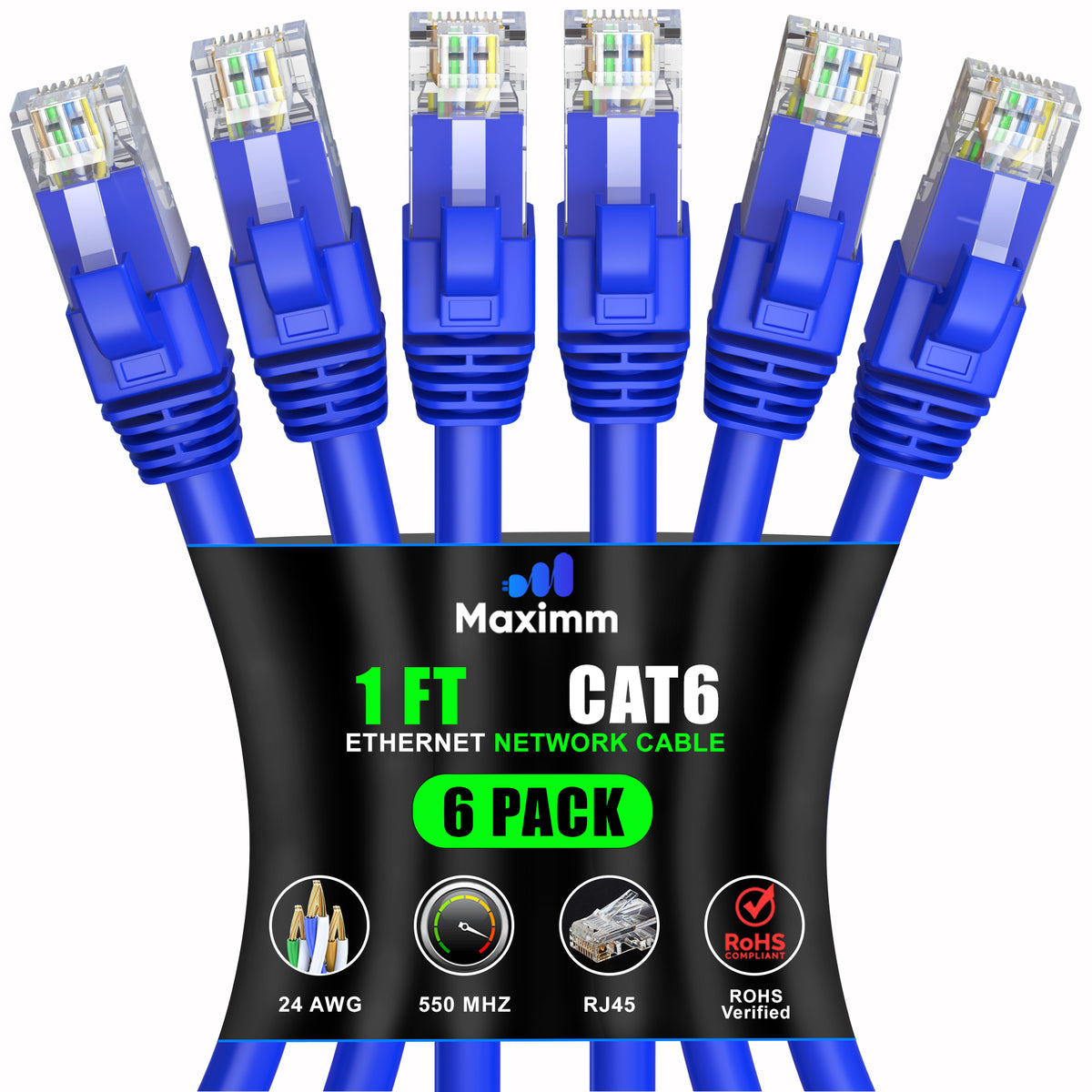 6-Pack - Cat 6 Ethernet Cable CCA