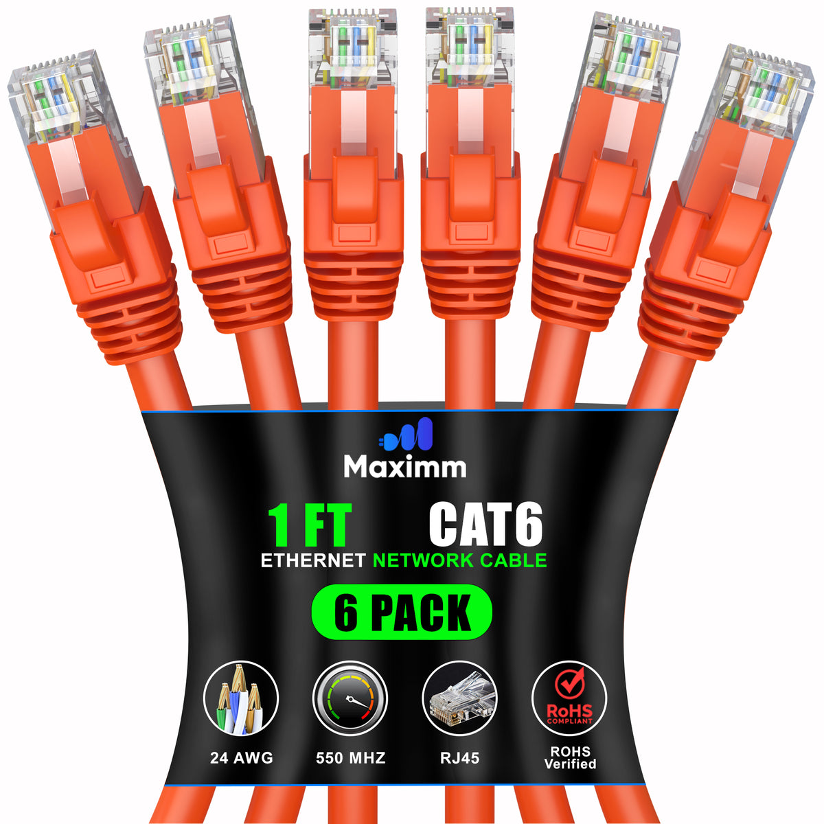 6-Pack - Cat 6 Ethernet Cable CCA