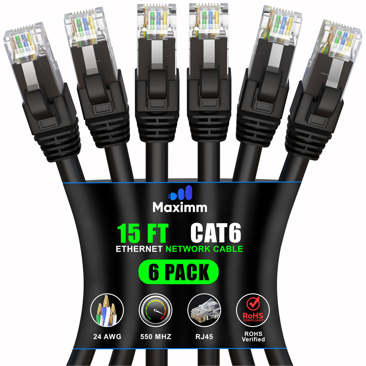 6-Pack - Cat 6 Ethernet Cable CCA