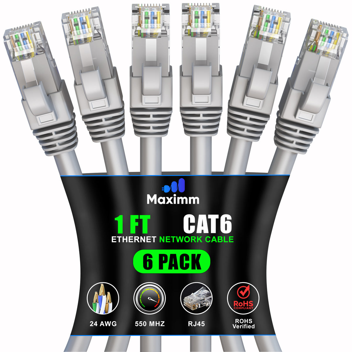 6-Pack - Cat 6 Ethernet Cable CCA