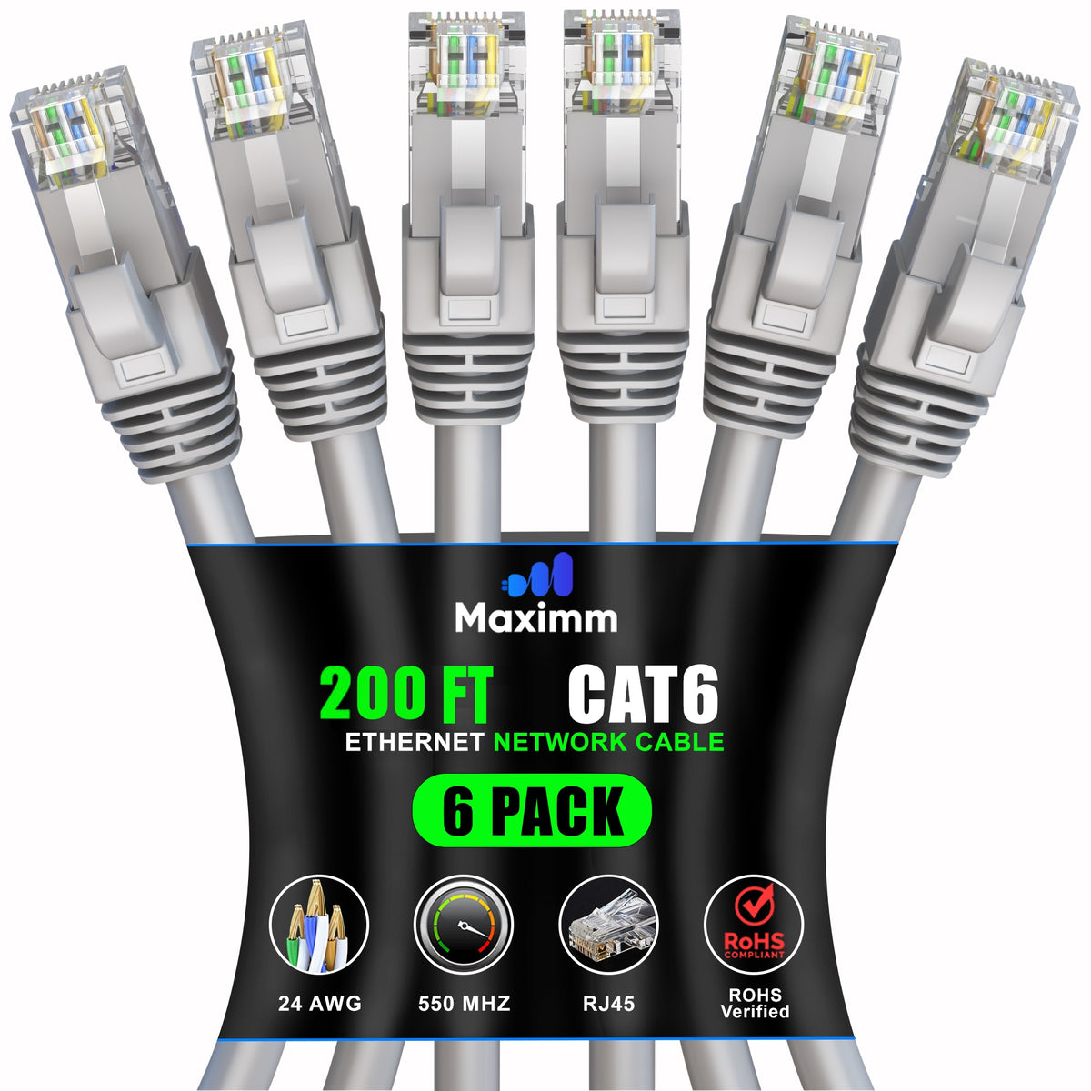 6-Pack - Cat 6 Ethernet Cable CCA