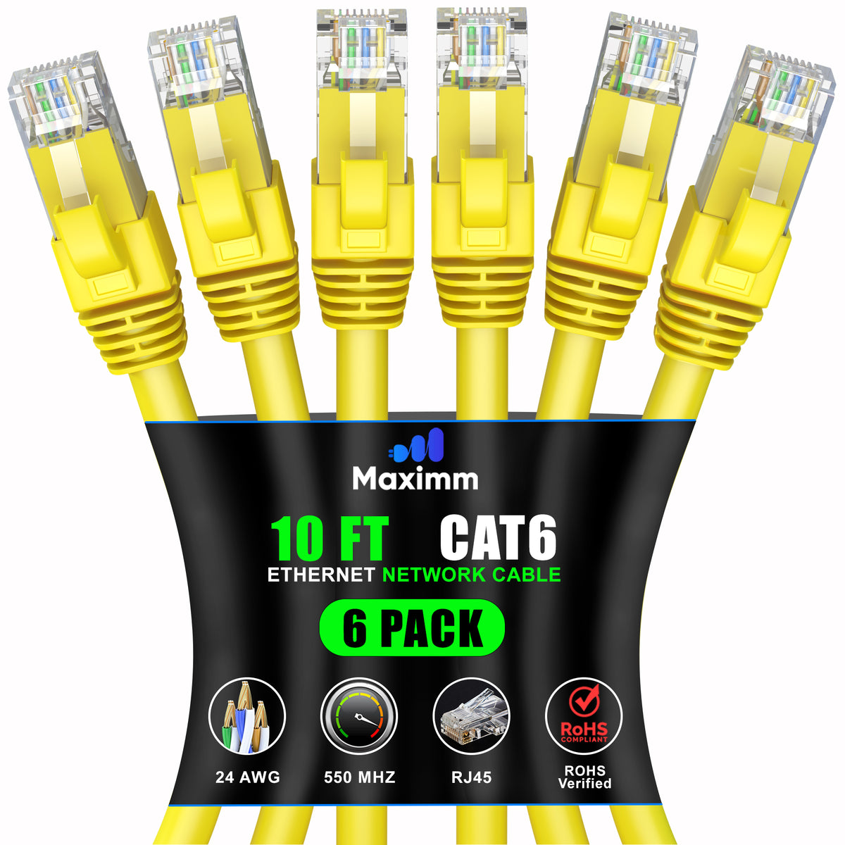6-Pack - Cat 6 Ethernet Cable CCA