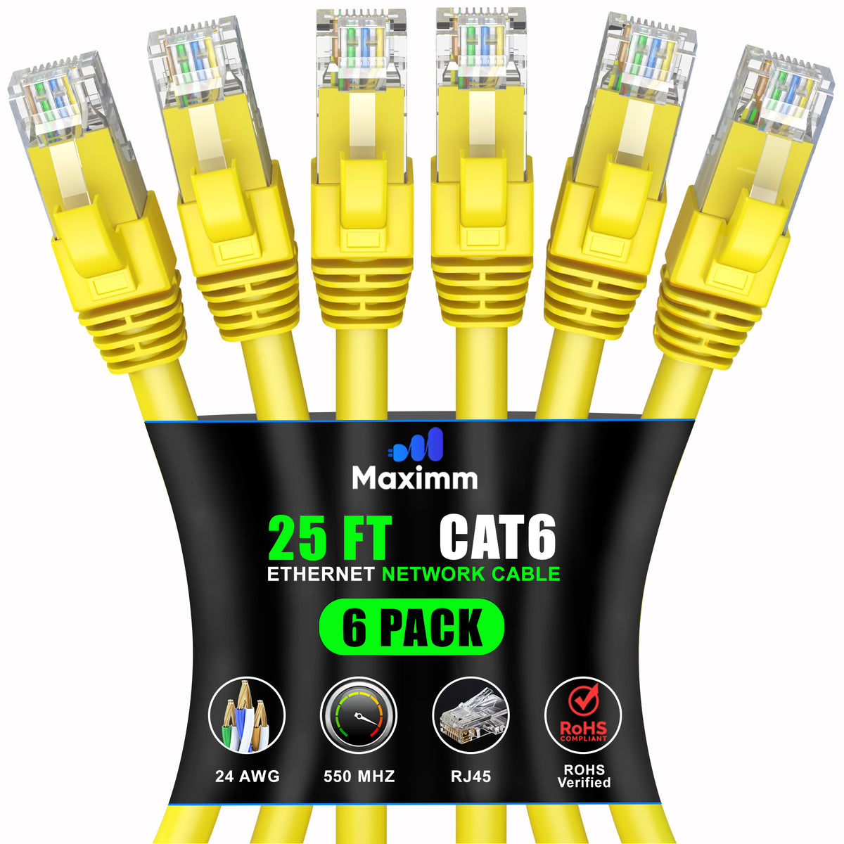 6-Pack - Cat 6 Ethernet Cable CCA