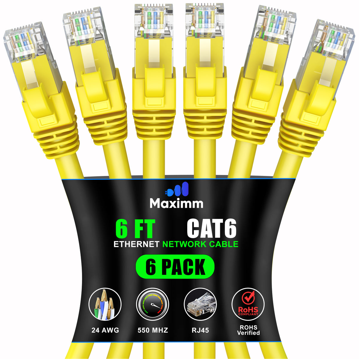 6-Pack - Cat 6 Ethernet Cable CCA