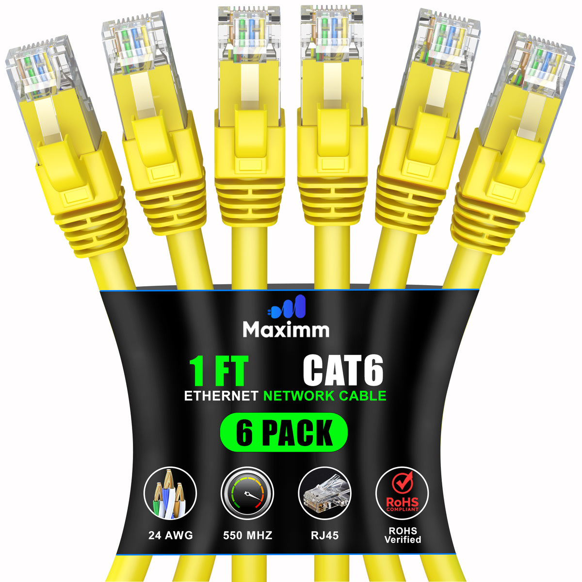 6-Pack - Cat 6 Ethernet Cable CCA