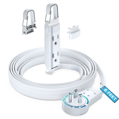 Maximm 360° Rotating Flat Plug Extension Cord with a Removable Hook (16 Gauge), UL Certified