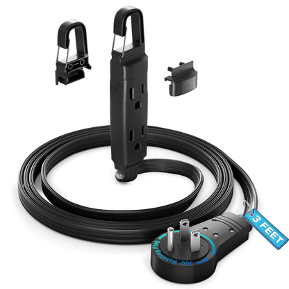 Maximm 360° Rotating Flat Plug Extension Cord with a Removable Hook (16 Gauge), UL Certified