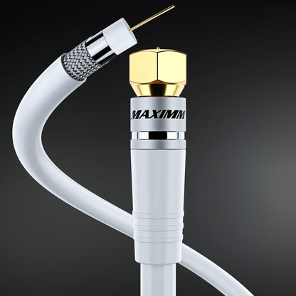 Maximm Coaxial Cable RG6 Coax Cable, TV Cable for Digital TV Aerial, Satellite Cable - Cable Cord Cable Wire - with Gold Plated F Connectors