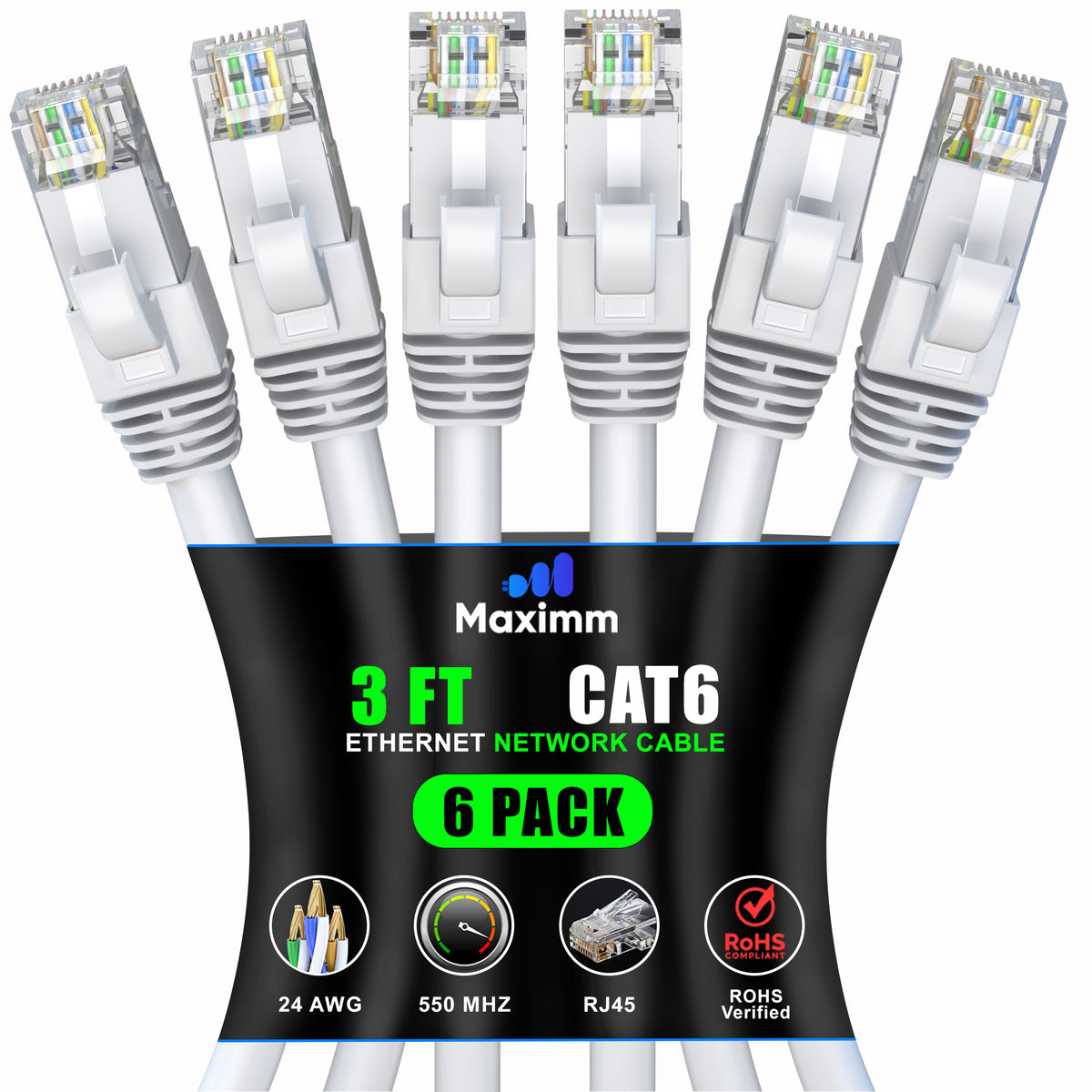 6-Pack - Cat 6 Ethernet Cable CCA