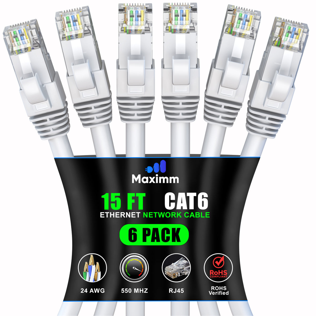 6-Pack - Cat 6 Ethernet Cable CCA