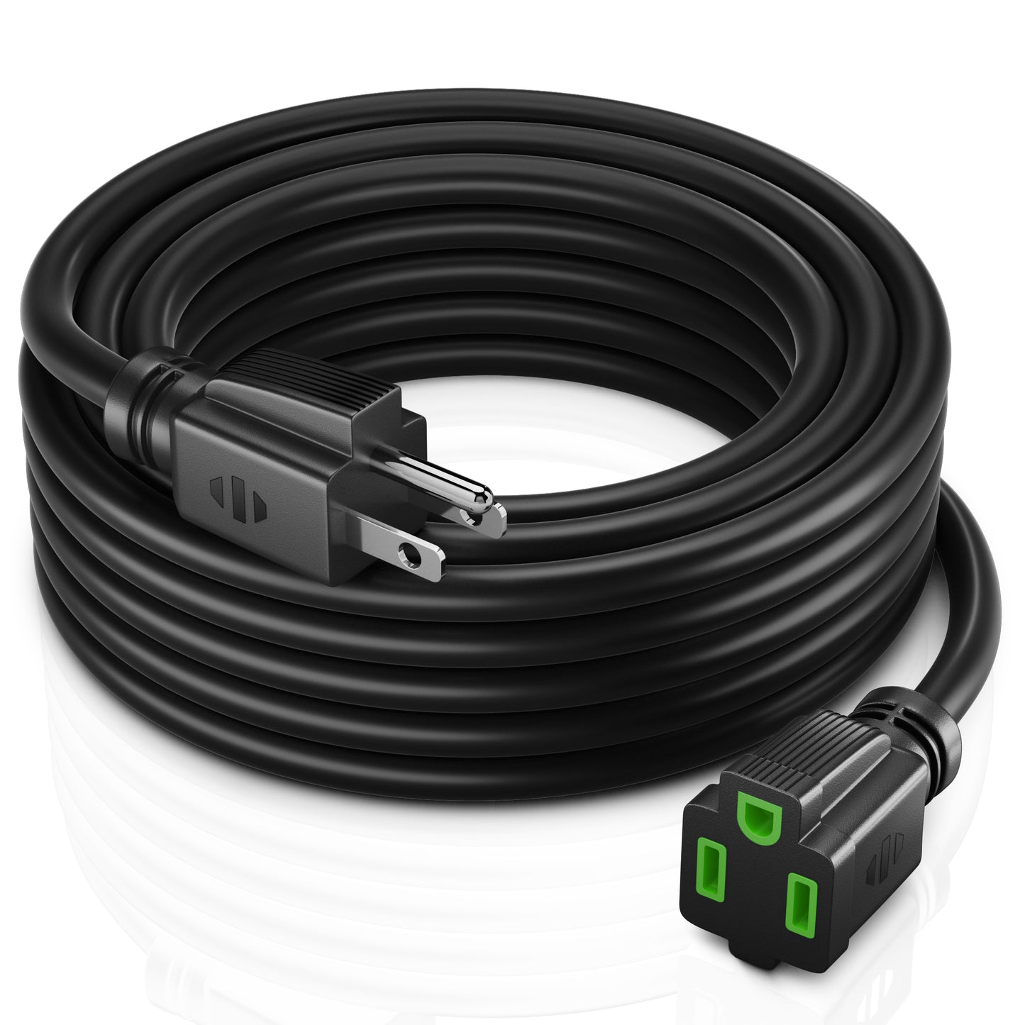 Heavy Duty 1-Outlet Extension Cord 10 and 12 Gauge - Black