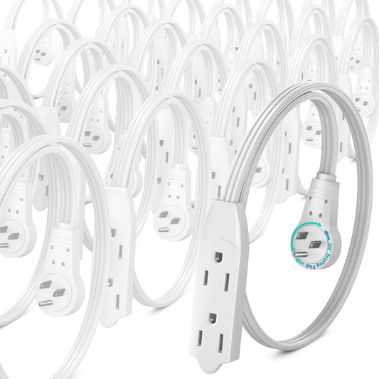 Maximm Cable 360° Rotating Flat Plug Extension Cord, 16 AWG 3 Outlet, 25 Pack