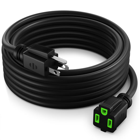 Maximm 14/3 Outdoor Extension Cord, 14AWG, 1-Outlet SJTW Heavy Duty Indoor/Outdoor ETL Listed, 3 Prong Plug, All-Weather - Power Cord for Garden, Lawn, Appliances