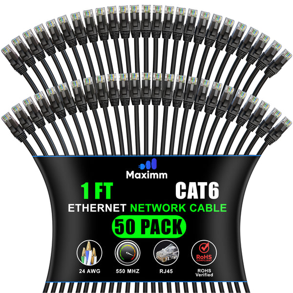 50-Pack - Cat 6 Ethernet Cable CCA