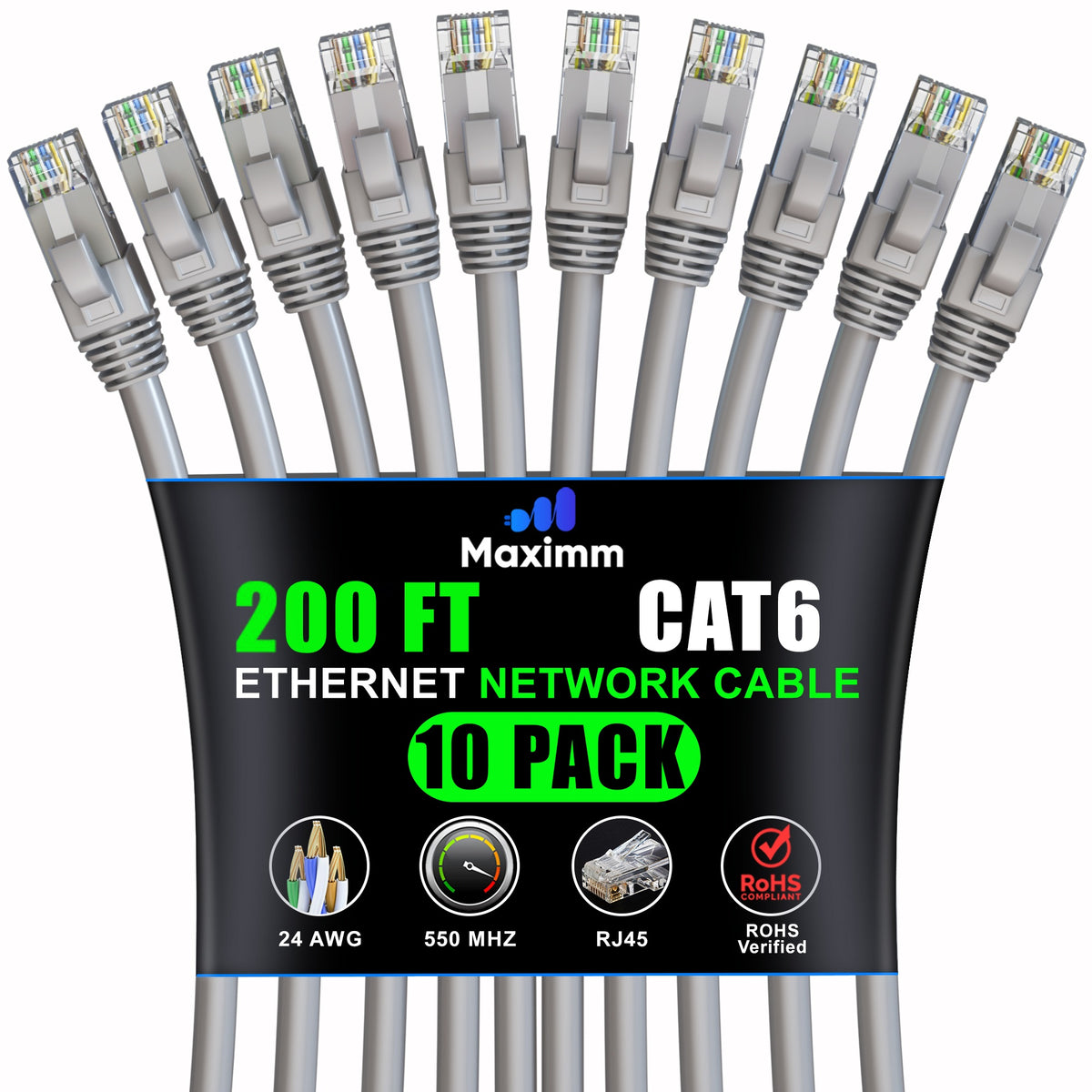 10-Pack - Cat 6 Ethernet Cable CCA