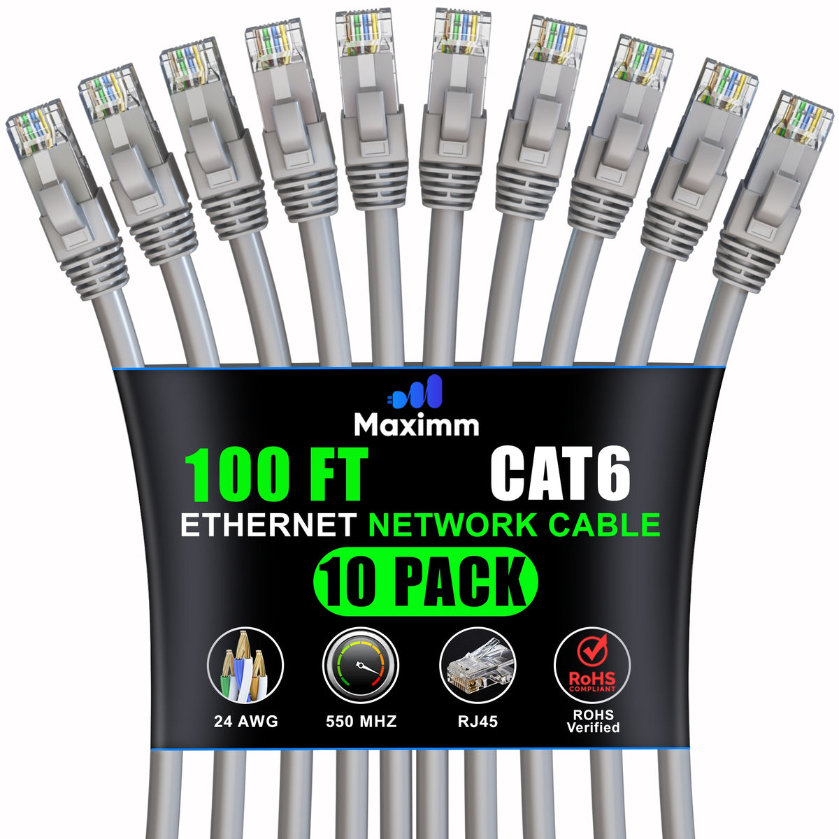 10-Pack - Cat 6 Ethernet Cable CCA