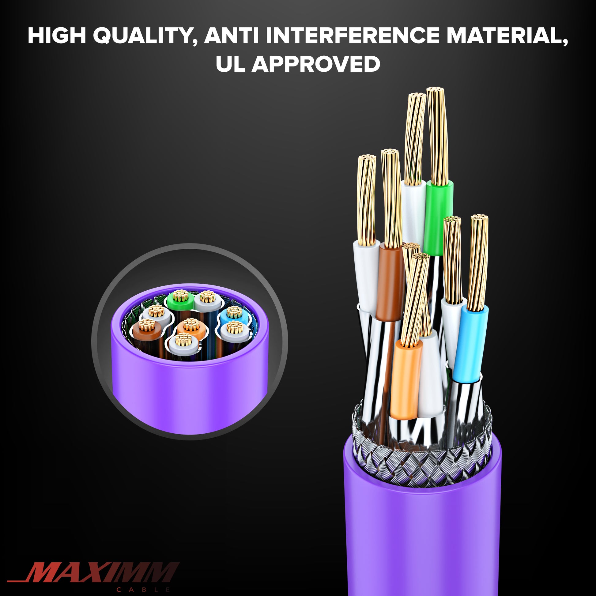 Purple / 1 FT, Purple / 1.5 FT, Purple / 6 FT, Purple / 10 FT, Purple / 20 FT, Purple / 25 FT, Purple / 50 FT, Purple / 100 FT