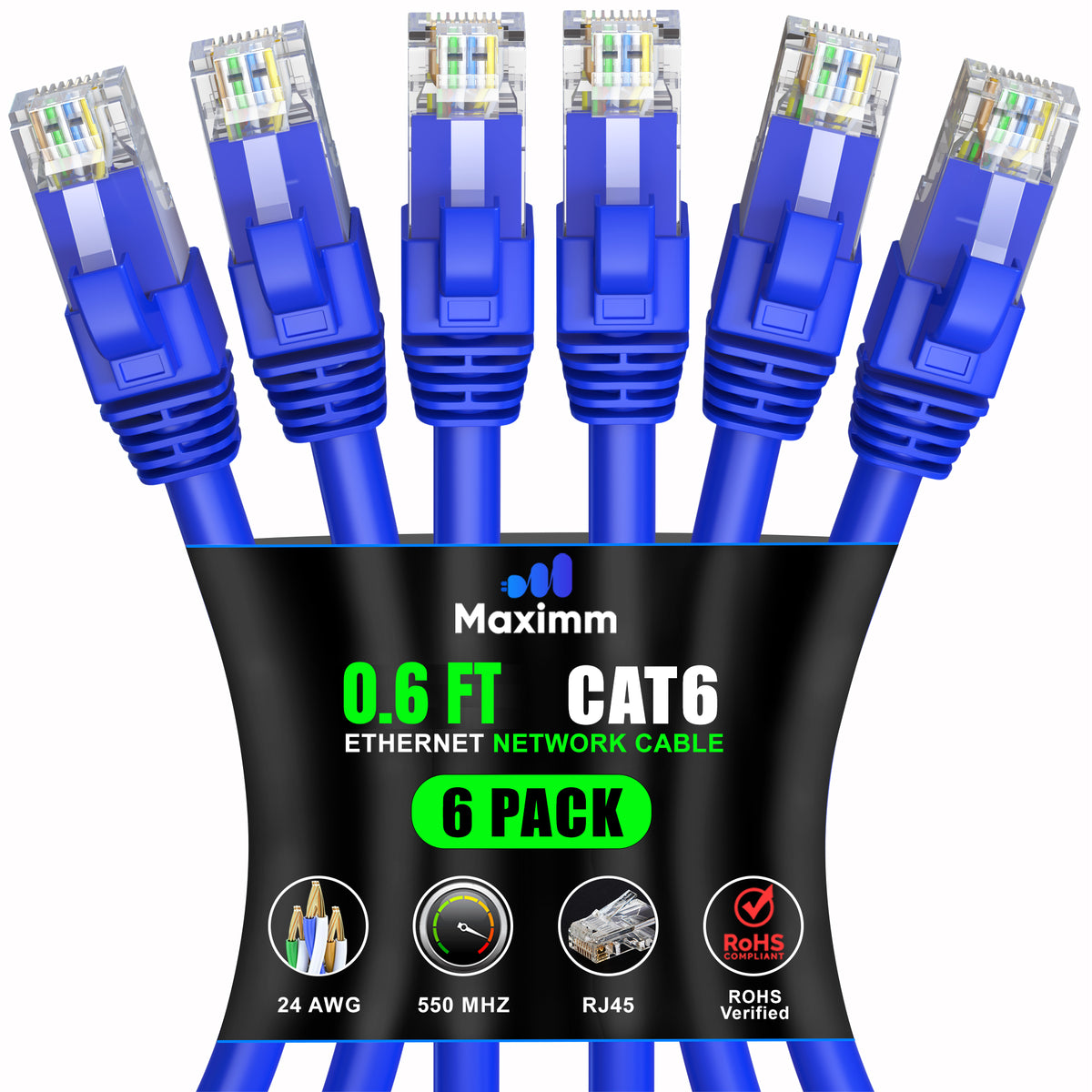 6-Pack - Cat 6 Ethernet Cable CCA