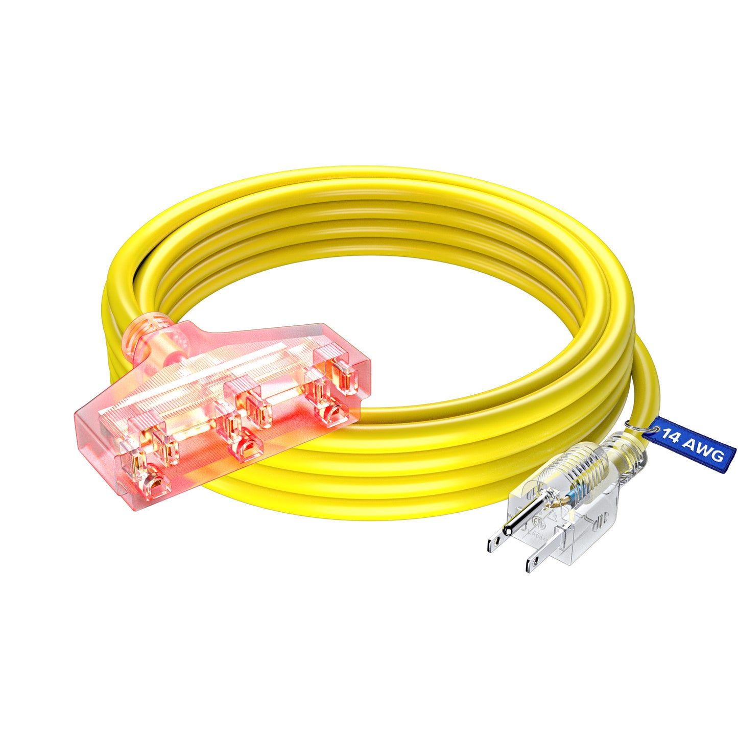 Extension Cord Outdoor Extension Cord with Multiple outlets,14 Gauge, ETL Listed
