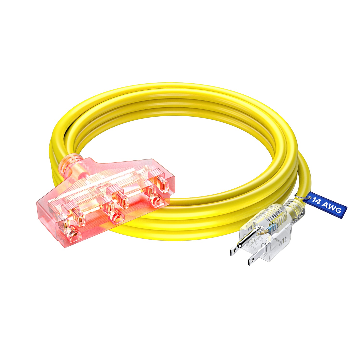 Extension Cord Outdoor Extension Cord with Multiple outlets,14 Gauge, ETL Listed