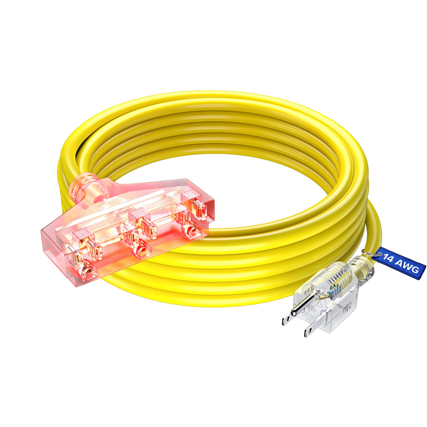 Extension Cord Outdoor Extension Cord with Multiple outlets,14 Gauge, ETL Listed