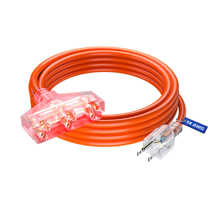 Extension Cord Outdoor Extension Cord with Multiple outlets,14 Gauge, ETL Listed