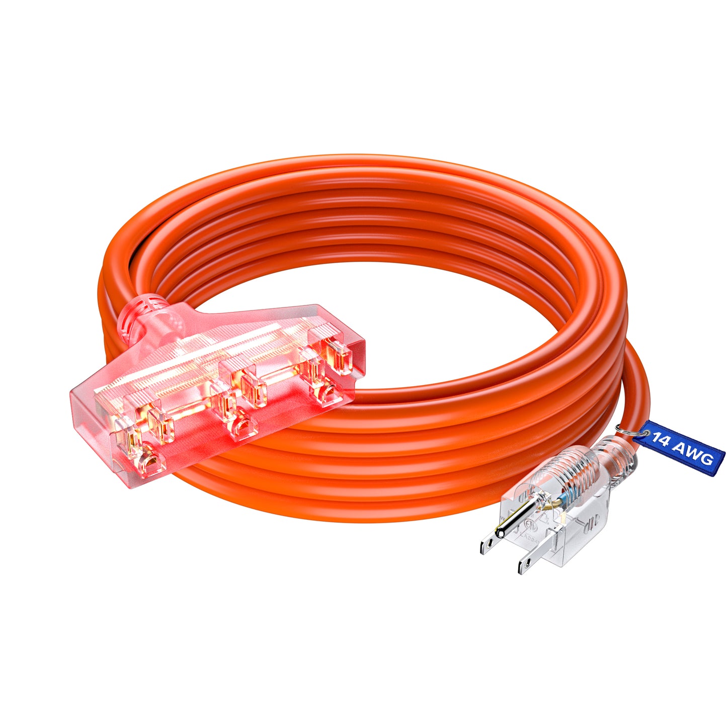 Extension Cord Outdoor Extension Cord with Multiple outlets,14 Gauge, ETL Listed