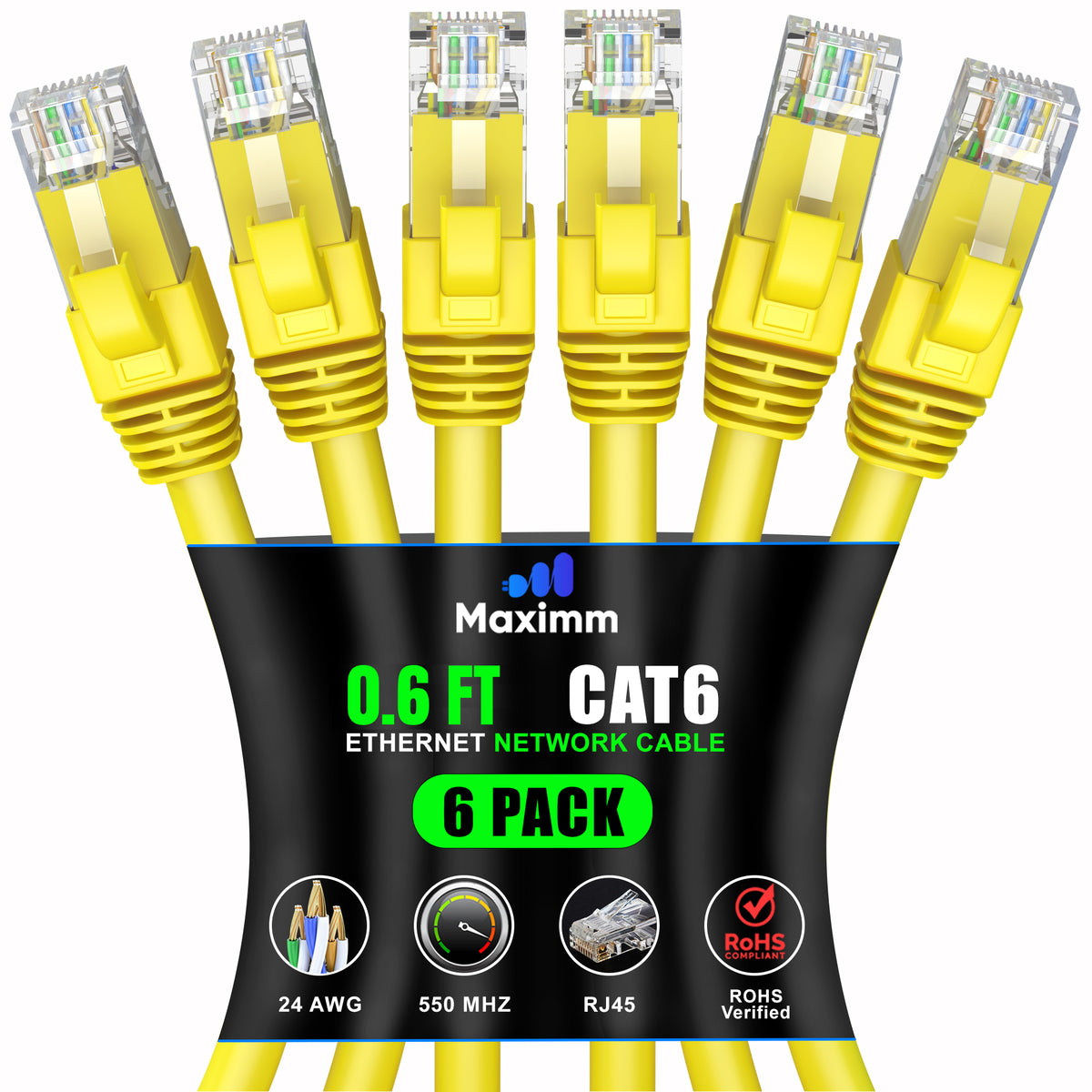 6-Pack - Cat 6 Ethernet Cable CCA