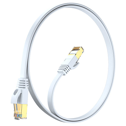 Maximm Cable Cat7 Flat Ethernet Cable, 10 Gbps, 600 MHz, Shielded RJ45 Gold Connectors Ultra-Thin Flexible Design for Home & Office Networking