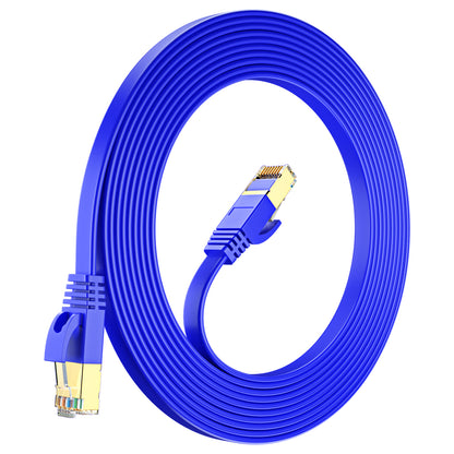 Maximm Cable Cat7 Flat Ethernet Cable, 10 Gbps, 600 MHz, Shielded RJ45 Gold Connectors Ultra-Thin Flexible Design for Home & Office Networking