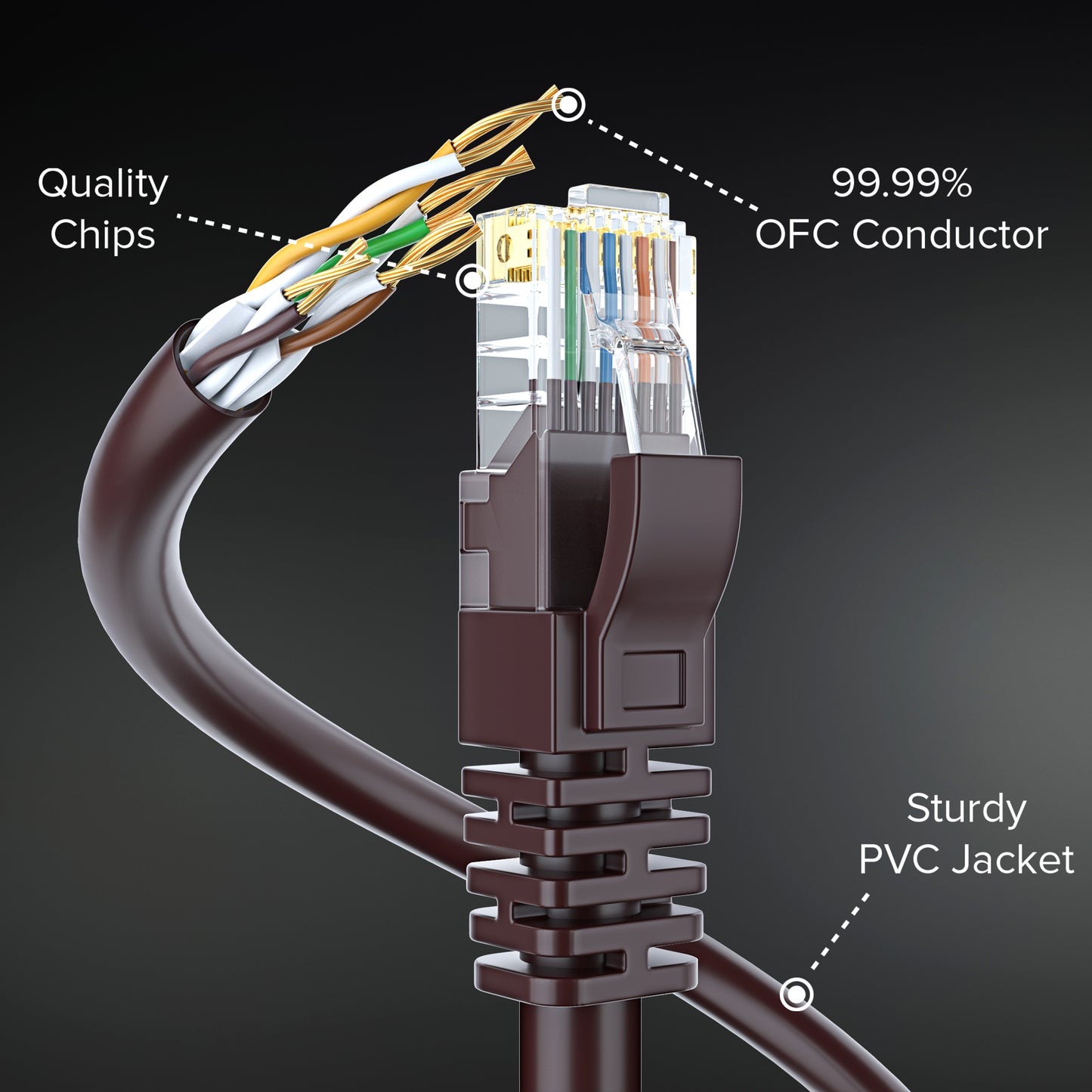 Brown / 0.9 FT, Brown / 1 FT, Brown / 3 FT, Brown / 6 FT, Brown / 10 FT, Brown / 15 FT, Brown / 25 FT, Brown / 250 FT