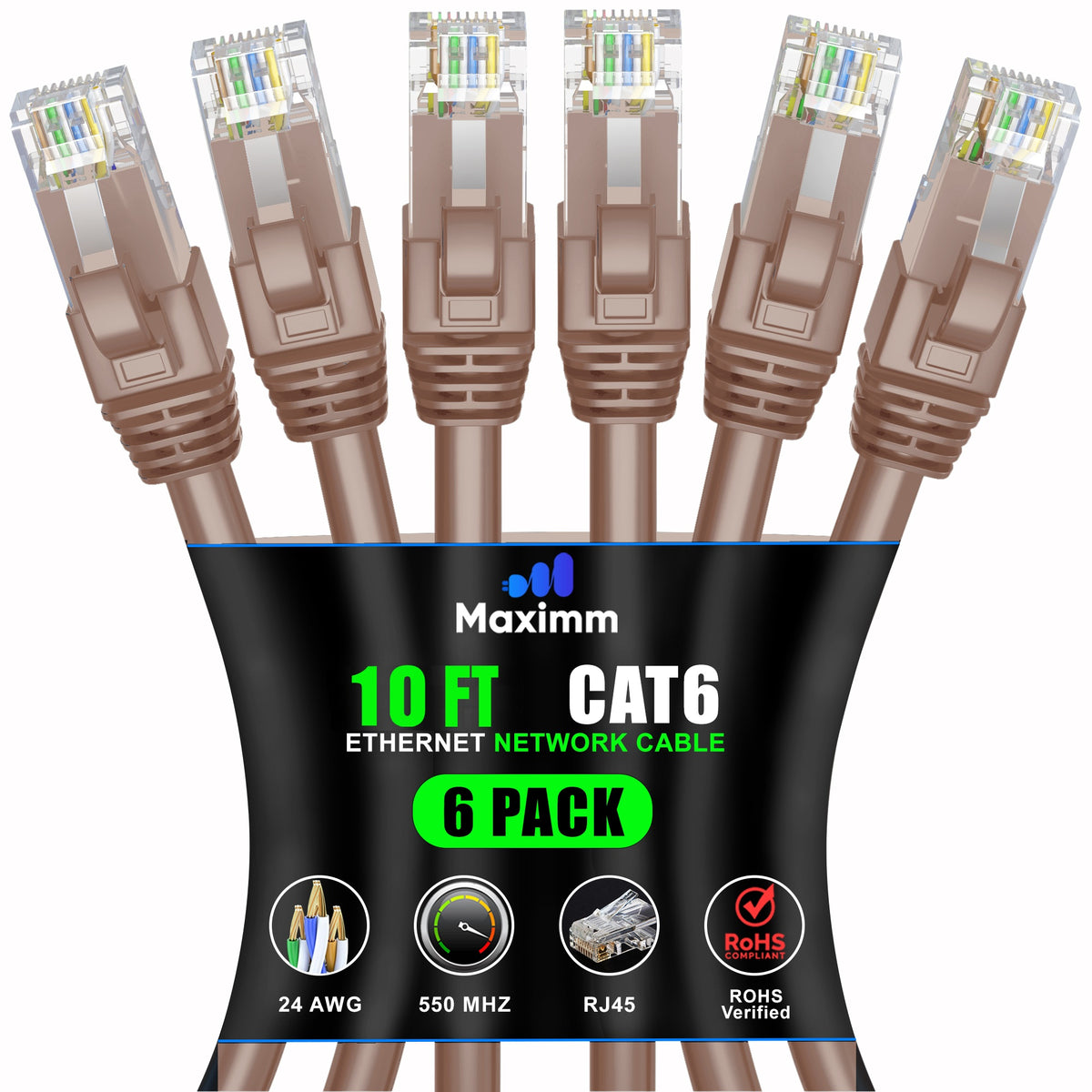 6-Pack - Cat 6 Ethernet Cable CCA
