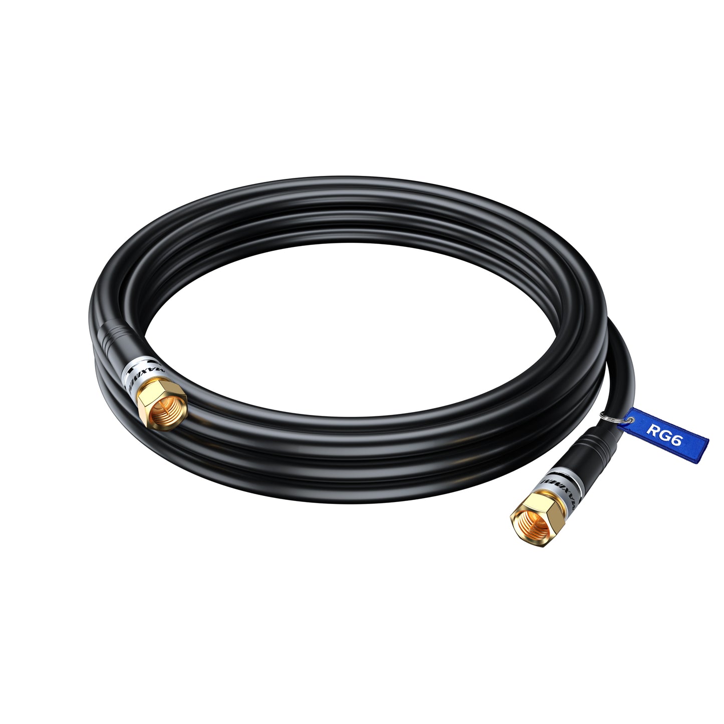 Maximm Coaxial Cable RG6 Coax Cable, TV Cable for Digital TV Aerial, Satellite Cable - Cable Cord Cable Wire - with Gold Plated F Connectors