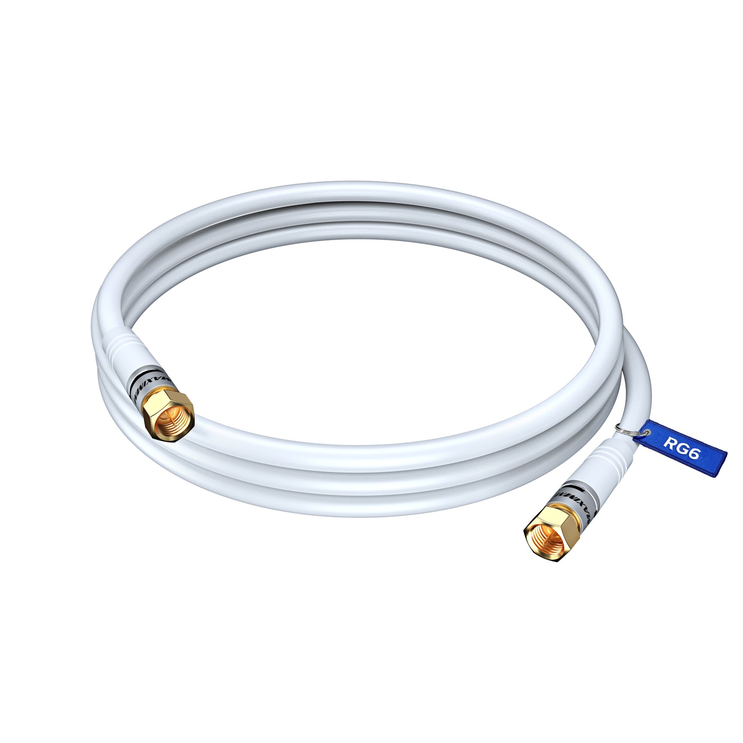 Maximm Coaxial Cable RG6 Coax Cable, TV Cable for Digital TV Aerial, Satellite Cable - Cable Cord Cable Wire - with Gold Plated F Connectors