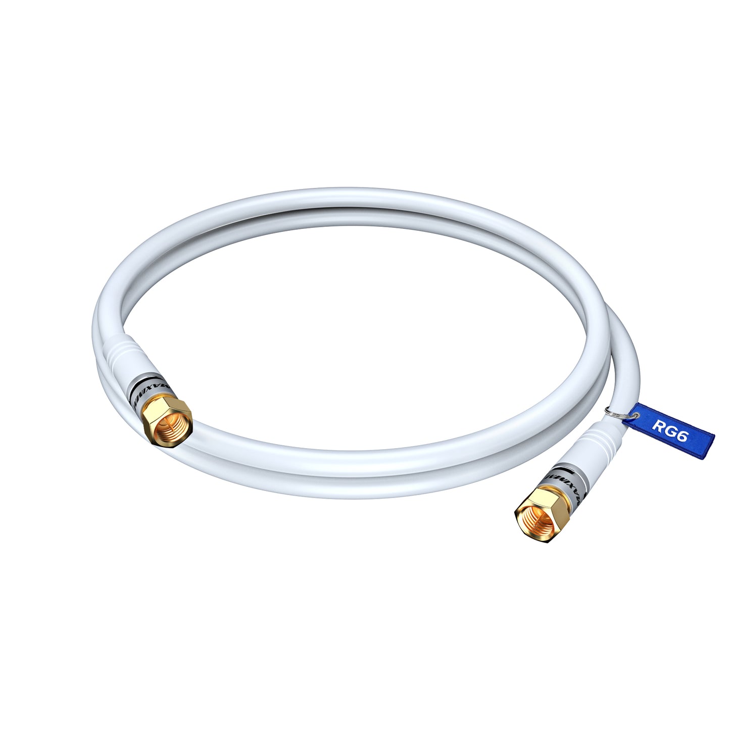 Maximm Coaxial Cable RG6 Coax Cable, TV Cable for Digital TV Aerial, Satellite Cable - Cable Cord Cable Wire - with Gold Plated F Connectors