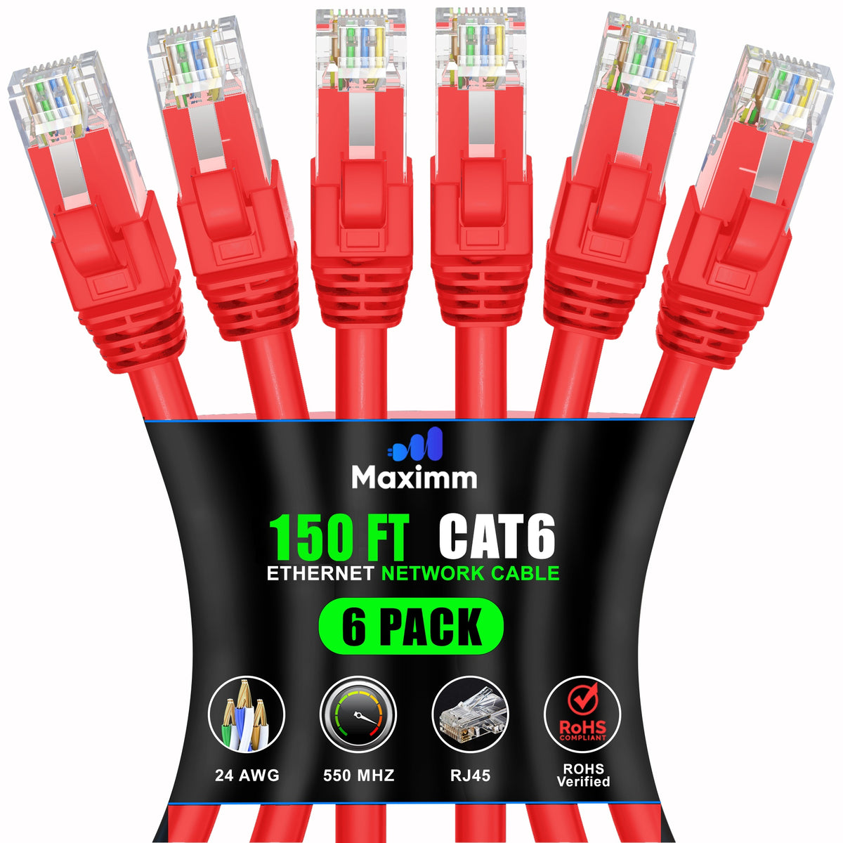 6-Pack - Cat 6 Ethernet Cable CCA