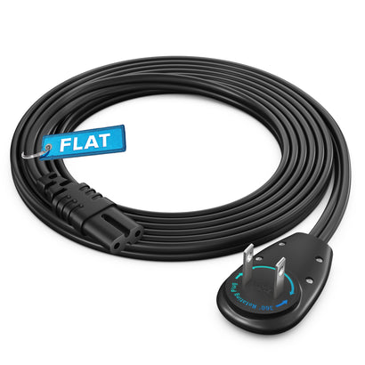 2-Prong TV Power Cord, 360° Rotating Flat Plug
