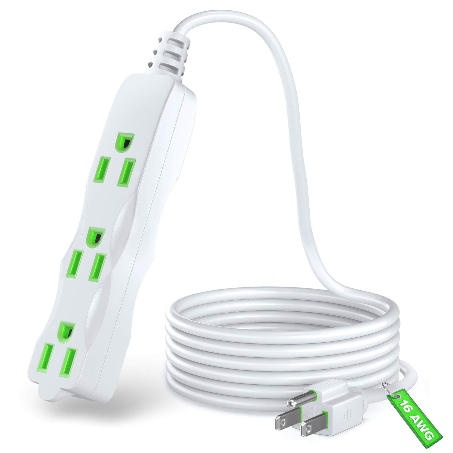 Maximm Extension Cord with Multiple Outlets (3 Outlets), Outlet Extender with Indoor/Outdoor SJTW Wire, Multi Plug Outlet 125V, 3 Prong Extension Cord, ETL Listed