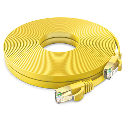 Maximm Cable Cat7 Flat Ethernet Cable, 10 Gbps, 600 MHz, Shielded RJ45 Gold Connectors Ultra-Thin Flexible Design for Home & Office Networking