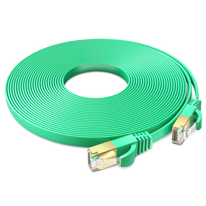 Maximm Cable Cat7 Flat Ethernet Cable, 10 Gbps, 600 MHz, Shielded RJ45 Gold Connectors Ultra-Thin Flexible Design for Home & Office Networking
