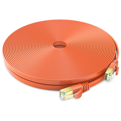 Maximm Cable Cat7 Flat Ethernet Cable, 10 Gbps, 600 MHz, Shielded RJ45 Gold Connectors Ultra-Thin Flexible Design for Home & Office Networking