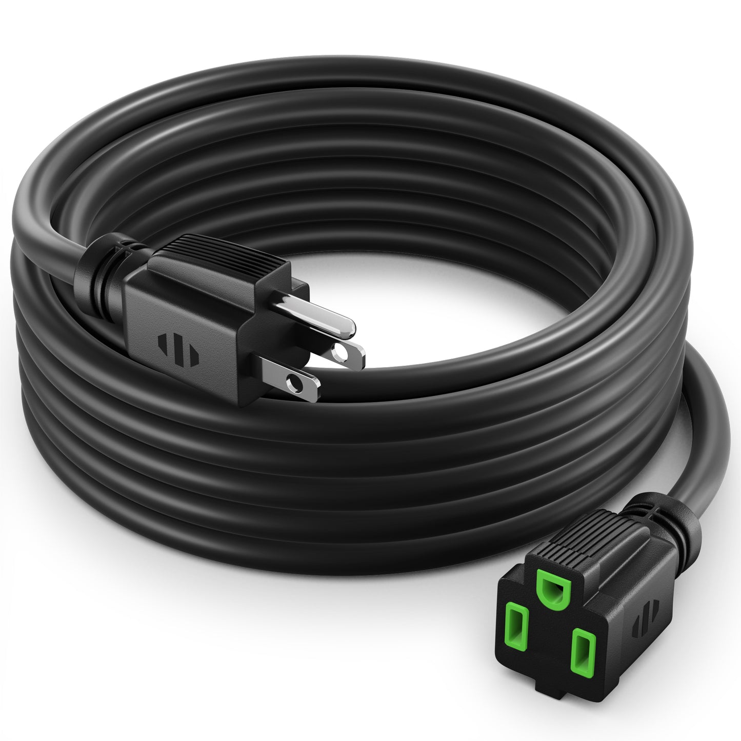 Heavy Duty 1-Outlet Extension Cord 10 and 12 Gauge - Black